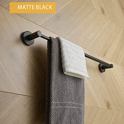 BESy Towel Racks for Bathroom Wall Mounted Bath Towel Bar Matte Black | Adjust 15" to 26" Rustproof, Stainless Steel Towel Holder, Wall Mounted for Bathroom Accessories, Heavy Duty, Space Saving - color: Matte Black