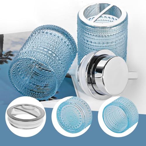 Blue Bathroom Accessory Sets, Glass Toothbrush Holder and Soap Dispenser for Bathrooms, Foaming Hand Soap Dispenser, Toothbrush and Toothpaste Cup Holder, Soap and Toothbrush Holder Set - color: Blue