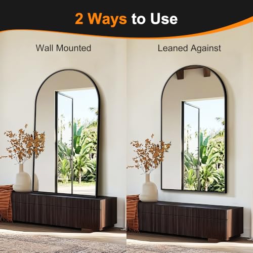 Arched Bathroom Mirror, Black, 55"x30" - color: Black, size: 55"L x 30"W