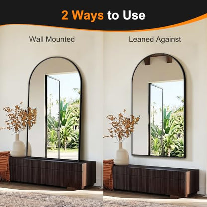 Arched Bathroom Mirror, Black, 55"x30" - color: Black, size: 55"L x 30"W