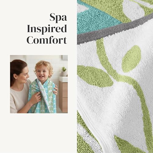 Modern Threads 6 Piece Bath Towel Set – Bathroom Set with 2 Bath Towels, 2 Hand Towels, and 2 Wash Cloths – 100% Cotton, Super Absorbent & Extra Soft – Reversible Natural Vine (Sage Green) - color: Sage Green