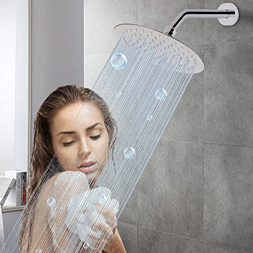 Shower Arm with Flange and Teflon Tape, Wall Mounted Shower Pipe 304 Stainless Steel Extension Arm for Fixed Shower Head & Handheld (8 Inch, Chrome) - color: Chrome, style: 8 Inch