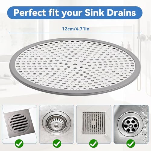 Shower Drain Hair Catcher,2pcs,Hair Catcher for Bathroom Drain,Sink,Bathtub | Tub Drain Cover Protector,Easy Installation Clean,Prevents Clogged For Bathroom/Kitchen/Laundry Room Floor Drain,Sink,Bathtub - size: Square/Round 4.72 inch