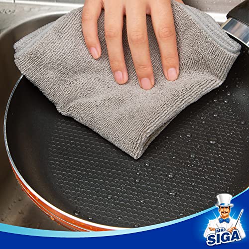 MR.SIGA Microfiber Cleaning Cloths, Streak Free Microfiber Towels, 12 Pack | All-purpose microfiber cloths, ultra absorbent, reusable household cleaning towels, Gray, 32 x 32 cm(12.6 x 12.6 inch) - color: Grey