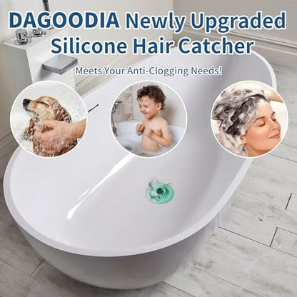 3Pcs Silicone Hair Catcher Shower Drain for Bathtub & Sink Trap/Strainer | 3 Pack Anti-Clog Collapsible Tub Protector Cover, Pet Hair Stopper fit 1 1/2" to 1 5/8'' Bathroom, Shower Stall & Sink Drains - color: Aqua