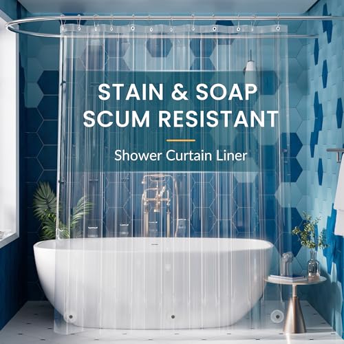 Titanker Clear Shower Curtain Liner Plastic Long Shower Liner 72 x 78 PEVA Lightweight Waterproof Shower Curtains for Bathroom with Magnets and Rustproof Grommets - color: Clear, size: 72"W x 78"L (Pack of 1)