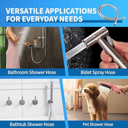 Extra Long Replacement Shower Hose Extension Handheld Shower Head Hose 70 Inches Flexible and Durable with Brass Insert and Nut - color: Silver, size: 70 Inches