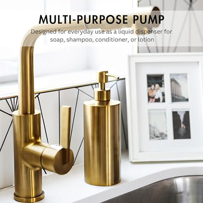 Brass Round Stainless Steel Soap Dispenser, 15 oz - color: Brass