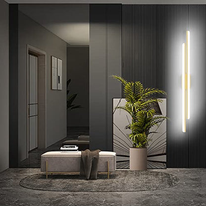 Ralbay 48" Gold Vanity Lights 48W Frosted Aluminum Modern LED Gold Bathroom Vanity Light Fixtures Over Long Mirror Modern Gold Bath Lighting 6000K White Light - color: Gold, size: 48 inch