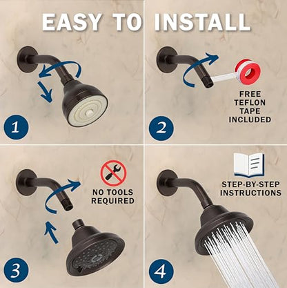 Massage Shower Head With Mist - 2.5 GPM - Oil-Rubbed Bronze | High Pressure Boosting, 6 Function Adjustable Massaging Rainfall Showerhead For Low Flow Baths With Water Saving Nozzles - color: Oil Rubbed Bronze, size: 2.5 GPM