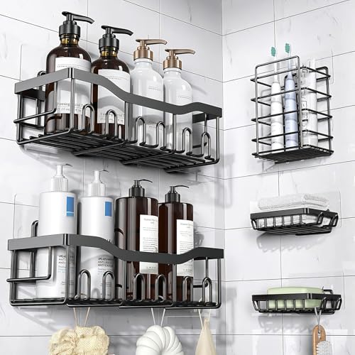 Shower Caddy Adhesive Replacement Hooks, Strong Waterproof Strips, No Drilling for Bathroom Shelves, Kitchen Racks, and Soap Holders (Transparent-4 Pack 3 Hook) - color: Transparent-4 Pack 3 Hook