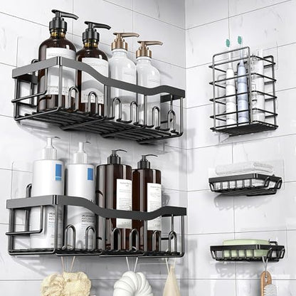 Shower Caddy Adhesive Replacement Hooks, Heavy Duty Waterproof Strips, No Drilling for Bathroom Shelves, Kitchen Racks, and Soap Holders (Transparent-14 Pack 1 Hook) - color: Transparent-14 Pack 1 Hook