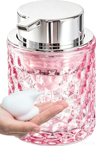 Malachi Foaming Hand Soap Dispenser, Refillable Clear Glass Foam Pump Bottle for Hand Soap, Dish Soap, Body Wash, Shampoo, Facial Cleanser & Baby Wash, Multi‑use for Bathroom, Kitchen & Commercial Use - color: Pink