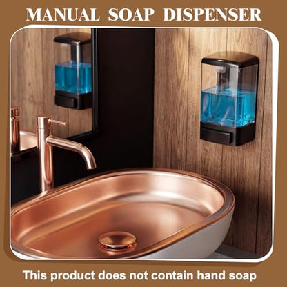 Hushee 4 Pcs Plastic Wall Mounted Soap Dispenser Commercial Manual Soap Containers Wall Dispenser for Kitchen Shower Hotel Liquid Shampoo Gel Chamber(33.8 oz 1000 ml,Clear) - color: Clear, size: 33.8 oz 1000 ml