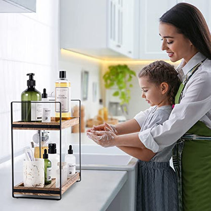 Giftacity Bathroom Counter Organizer and Storage - Kitchen Countertop Organizer for Bathroom Sink and Coffee Bar, 2-Tier Vanity Counter Tray Shelf for Restroom Decor