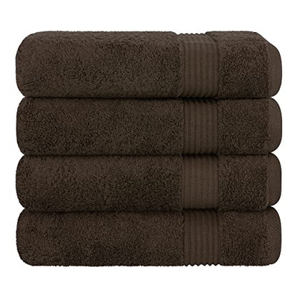 Cotton Paradise 100% Cotton Turkish Towel Set, Soft Absorbent Quick Dry, 4 Piece Bath Towel Set, Chocolate Brown - color: Chocolate Brown, size: 27"x54"