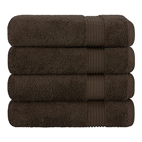 Cotton Paradise 100% Cotton Turkish Towel Set, Soft Absorbent Quick Dry, 4 Piece Bath Towel Set, Chocolate Brown - color: Chocolate Brown, size: 27"x54"
