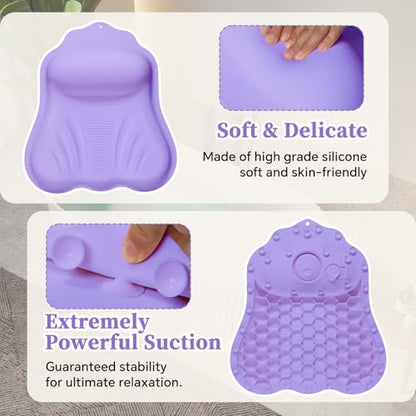 Luxury Silicone Bath Pillow for Tub, New Cloud-Soft 4D Air-Cushion Bathtub Pillow for Head and Neck & Back Support, Strong Suction Cups, Waterproof Quick-Dry Bathtub Headrest (Purple) - color: Purple