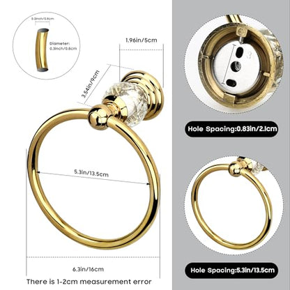 Crystal Gold Towel Ring, Gold Bathroom Towel Holder Ring, Golden Towel Rack Hanger Home Hand Towel Ring Towel Holder for Bathroom Wall Mounted Bathroom Accessory - color: Gold