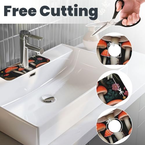 Diatomite Fast Drying Mushroom Faucet Mat for Kitchen Sink & Bathroom Counter,Super Absorbent Water Sink Protectors Prevent Moisture Buildup,Sink Splash Guard 15×5.5 Inch - color: Mushroom