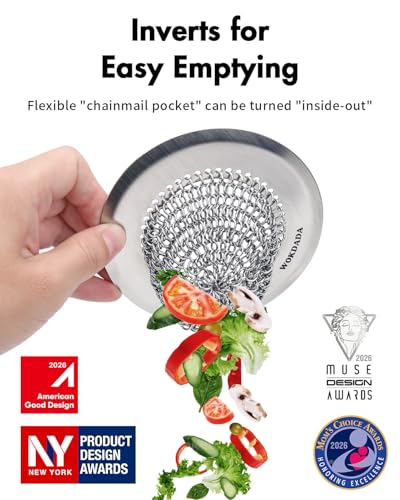 4 Pack Kitchen Sink Drain Strainer,Patented Reversible Chain Mesh Basket | Kitchen Sink Accessories,Easy Clean,Fast Drainage,304 Stainless Steel Rust-Proof，4.4" Large Capacity Food Catcher,Anti-Clog - color: Silver Silver Silver Silver