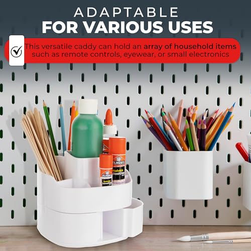 Masirs Small 360 Rotating Makeup Organizer, 5 Compartments, Square White | Small 360 Rotating Makeup Organizer, 5 Compartments, Acrylic Mini Lazy Susan, Vanity Bathroom Counter, Square White - color: Square White