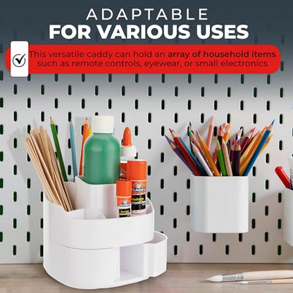 Masirs Small 360 Rotating Makeup Organizer, 5 Compartments, Square White | Small 360 Rotating Makeup Organizer, 5 Compartments, Acrylic Mini Lazy Susan, Vanity Bathroom Counter, Square White - color: Square White