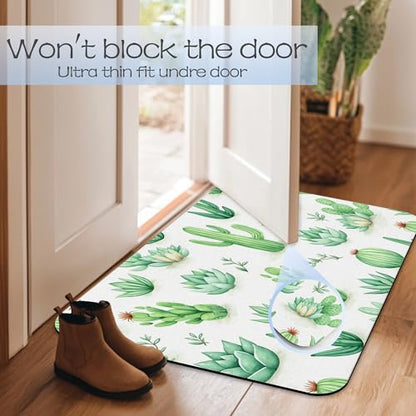 Cactus Succulent Bathroom Mat, Non-Slip Rubber Backing Thin Low-Profile Bath Rug, Easy-Clean Bathroom Floor Mat for Shower, Bathtub, Kitchen, or Entryway - color: Cactus and Succulent