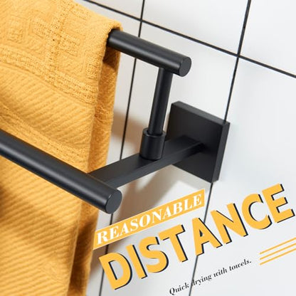 KOKOSIRI Bathroom Towel Bars 32-Inch Double Towel Rails Matte Black Towel Holder Overlength for Kitchen Garage Stainless Steel B5009BK-L32 - color: Matte Black, size: 32-Inch