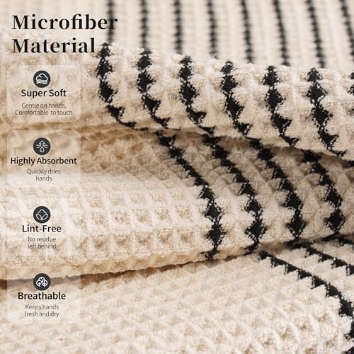 MICROFI New Microfiber Waffle Bath Towels, 2 Pieces, Soft, Absorbent, Fast Drying, Lint Free 430 GSM (30''x60''/76cm x 152cm) - color: Champagne Striped