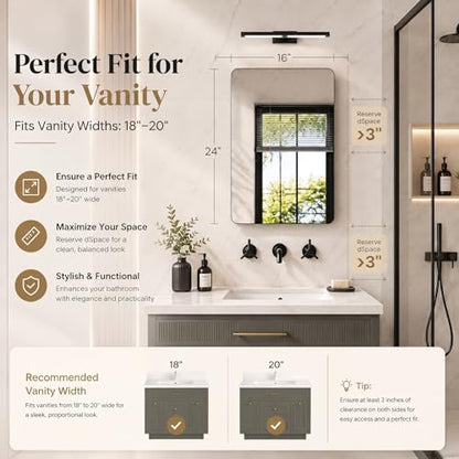 16x24 Medicine Cabinet with Mirror, Aluminum Bathroom Wall Organizer, Pre-Assembled, Center Partition for Tall Bottles, 6 Adjustable Shelves, Soft-Close, Recessed/Surface Mount, Matte Black - size: 16" x 24"