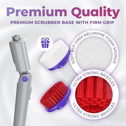 SYNOSHI PRO Electric Spin Scrubber Cordless Cleaning Bathroom Scrubber | Waterproof Shower Cleaning Brush with Adjustable Angles, 2 Speed, 180Min Work Time for Floor, Bathtub, Kitchen, Car, Tub