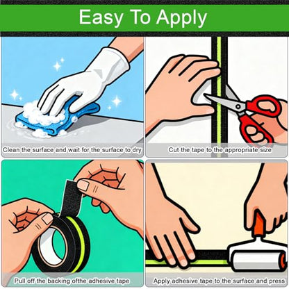 Glow in Dark Anti Slip Tape, 2" x35FT Heavy Duty Waterproof Safety Grip Tape for Stairs, Pool, Bathroom - Black & Glow Stripe Indoor/Outdoor Multi-Purpose Traction Tape - size: 2IN x 35FT