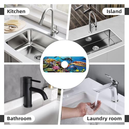 Marine turtle Kitchen sink faucet pad, strong water absorption, anti slip, easy to clean, very suitable for splash and drip prevention, suitable for kitchens and bathrooms - color: Marine turtle