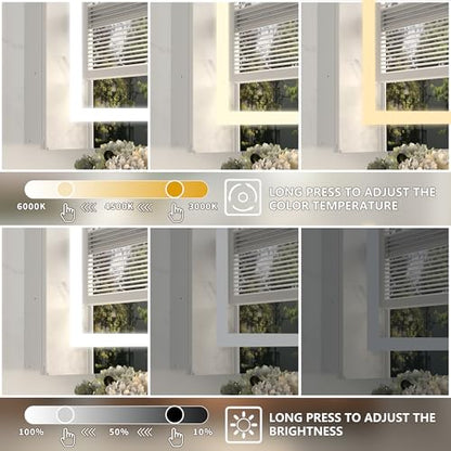 24 x 30" Wall-Mounted LED Bathroom Medicine Cabinet, Anti-Fog, 3 Color Temp | Surface-Mount/Recessed, Double-Sided Mirror Cabinet with DTC Silent-Close Hinges, Adjustable Tempered Glass Shelf - size: 24W x 30H Inch