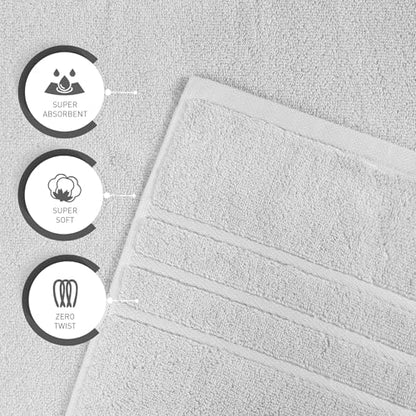 TRIDENT Eco-Twist Bamboo Bath Towels, Cotton-Viscose Blend, 2 PC Soft Towel | Viscose from Bamboo Blend - Silky Soft Texture - Fade Resistant - Low-Lint Construction - Perfect for Everyday Family Use - color: Silver