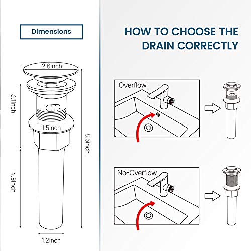 REGALMIX Vessel Sink Drain,Bathroom Pop-up Drain with Detachable Basket Stopper, Anti-Explosion and Anti-Clogging Drain Strainer, Sink Drain Assembly with Overflow Oil Rubbed Bronze, RWF083K - color: Oil-rubbed Bronze, size: With Overflow