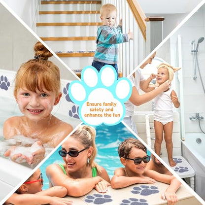 Secopad 20PCS Dog Paw Non Slip Bathtub Stickers with Scraper, Grey | Original Large Anti-Slip Decal, PEVA for Kids, Strong Adhesive, Easy to Use, For Bath Tubs, Showers & Stairs - color: Gray
