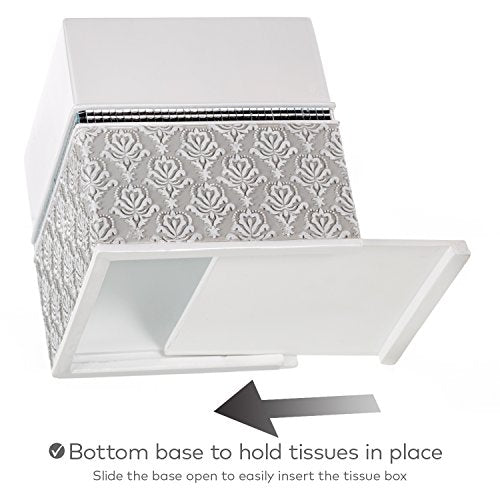 Creative Scents Mirror Damask 6 Piece Resin Bathroom Accessories Set | Includes Trash can, Tissue Box Cover, Soap Dispenser, Toothbrush Holder, Tumbler Cup & Soap Dish - color: 6 Piece Set