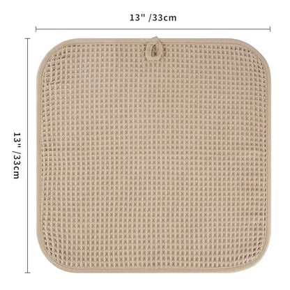 Microfiber Waffle Face Towels, 2 Pieces, Soft, Absorbent, Fast Drying, Lint Free 430 GSM (Beige) - color: Beige