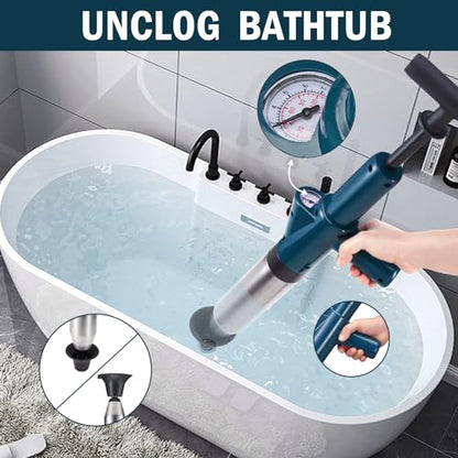 High Pressure Air Toilet Plunger, Plunge Blaster Unclogger Tool for Toilet clearning,Drain unclogging/Bathtub unclog,Remove Sewer Blockage - color: Green, size: Standard