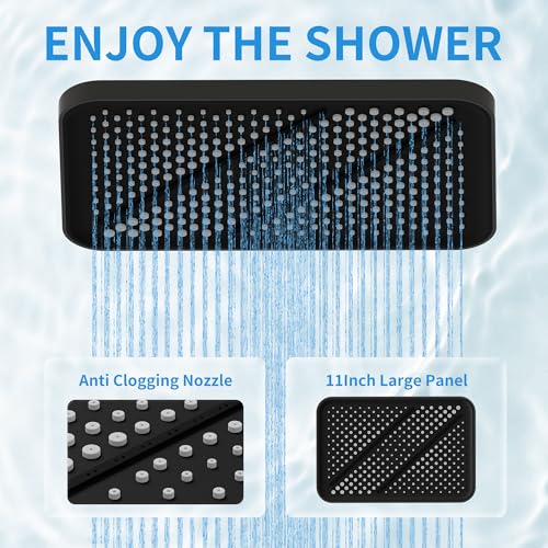 RFOUO 11 Inch Wide Rain Shower Head with Handheld,Chrome | High Pressure Rainfall, Dual Shower Head Combo with Adjustable Arm, 3-Mode Detachable Handheld Spray,with 59 Inch Hose - color: Chrome