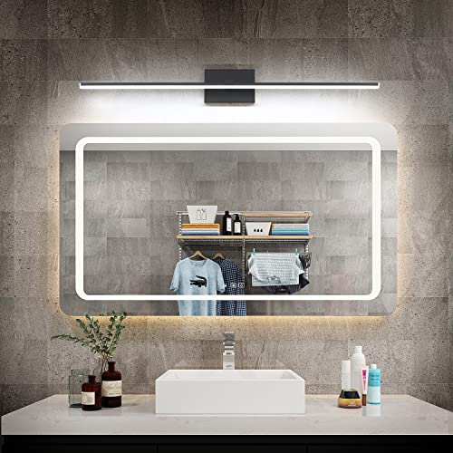 Modern LED Dimmable Vanity Light 40 inch Matte Black Bathroom Wall Lighting Fixtures - color: Black- Dimmable, size: 40-inch