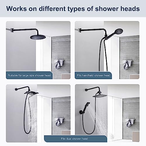 BRIGHT SHOWERS 16-Inch Shower Head Extension Arm with Flange, L Shaped Shower Extender, Extra-Long Stainless Steel Shower Pipe, Oil-Rubbed Bronze - color: Oil Rubbed Bronze, style: L-Shape 16 Inch