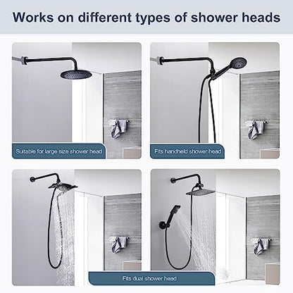 BRIGHT SHOWERS 16-Inch Shower Head Extension Arm with Flange, L Shaped Shower Extender, Extra-Long Stainless Steel Shower Pipe, Oil-Rubbed Bronze - color: Oil Rubbed Bronze, style: L-Shape 16 Inch