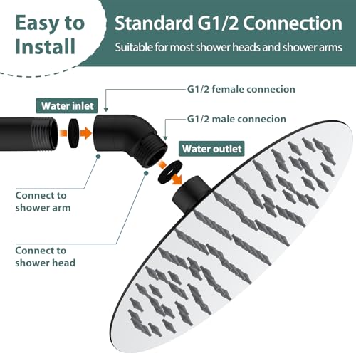 45 Degree Metal Elbow Shower Head Adapter Black | 135° Handheld Shower Arm Elbow Adapter Angle Shower Arm Extension Angled Showerhead Extension Pipe For Shower Head - color: Black, size: 135°