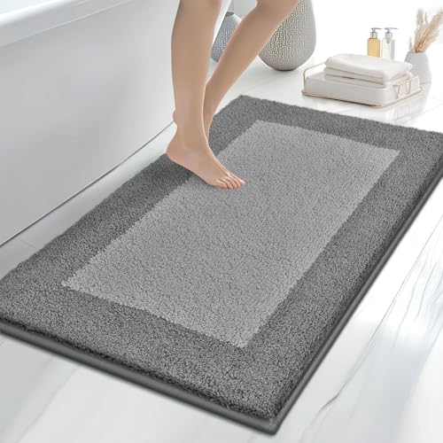 anllugs Bathroom Rugs, 30" x 46" Soft Bath Rugs, Grey & Dark Grey | Non-Slip, Super Absorbent, Machine Washable, Quick Dry, Bath Mats for Shower and Bathtub, TPR Backing - color: Grey & Dark Grey, size: 30" X 46"