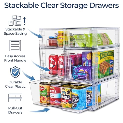 Sorbus Stackable Clear Storage Drawers 5 Pack (1 Wide + 2 M + 2 S) Acrylic Organizers, Pantry Drawers, Bathroom Closet Organizer for Under Sink, Vanity, Makeup, Linen Closet & Hair Product Organizer - size: 1 Wide + 2 Medium + 2 Small