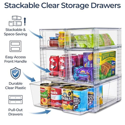 Sorbus Stackable Clear Storage Drawers 5 Pack (1 Wide + 2 M + 2 S) Acrylic Organizers, Pantry Drawers, Bathroom Closet Organizer for Under Sink, Vanity, Makeup, Linen Closet & Hair Product Organizer - size: 1 Wide + 2 Medium + 2 Small