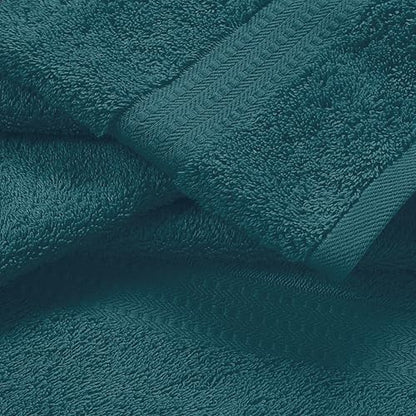 MyOwn 6 Piece Towel Set, 100% Combed Cotton - 2 Bath Towels, 2 Hand Towels, 2 Wash Cloths - 500 GSM Luxury Hotel Quality Ultra Soft Highly Absorbent Towel Set for Bathroom - Teal - color: Teal